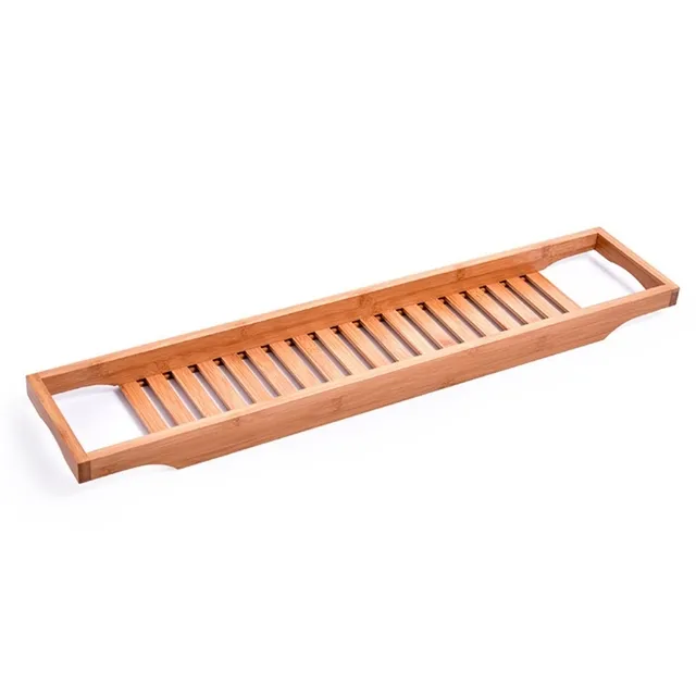 Multifunction Non-Slip Bamboo Bathtub Shelf - Brown