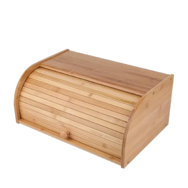 Wooden Roll Top Bread Bin, Countertop Bread Storage Box