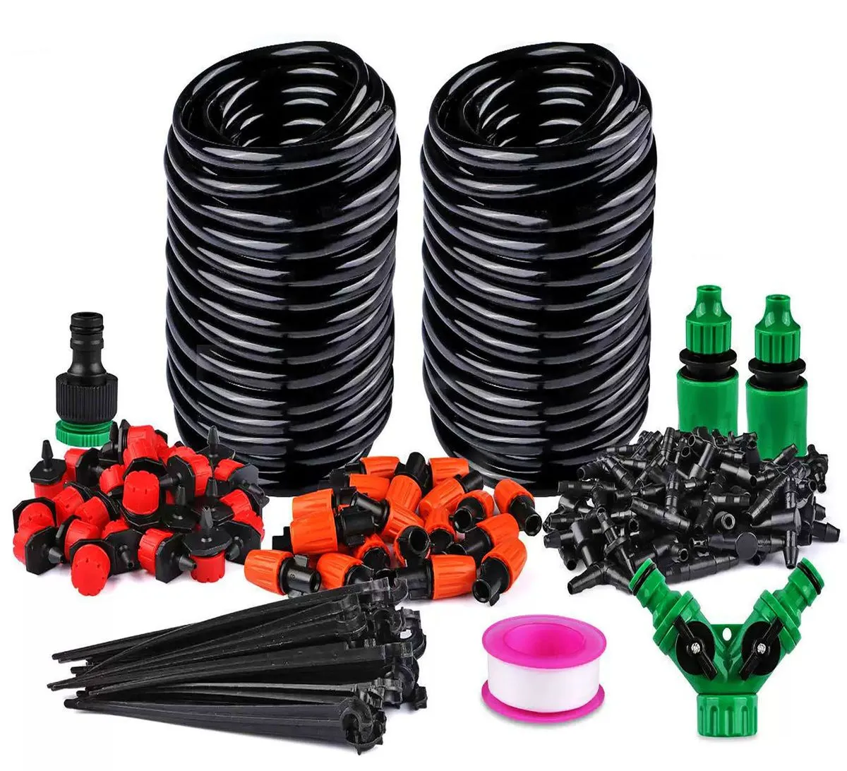 Garden Automatic Drip Irrigation System DIY Kit Watering for Flower Beds - 30 M-Black