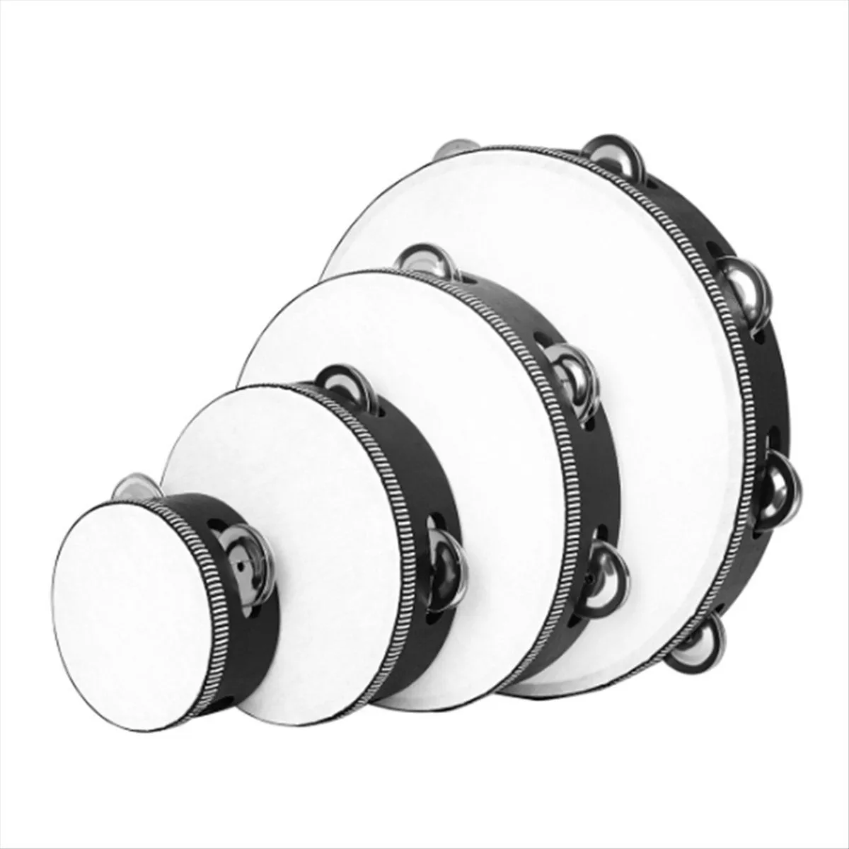 4Pcs Adult Hand Drum Set Double Row Bell Kit Wood