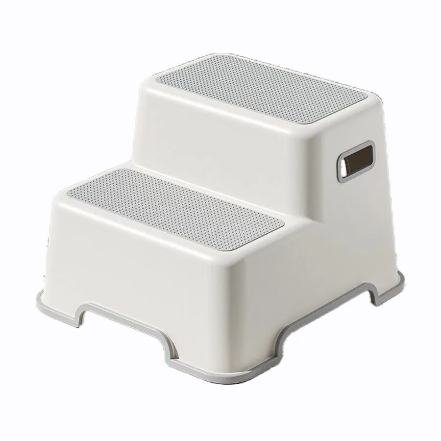 2 Step Stool Sturdy Double Step Stool Anti-Slip Stool for Kids Toddlers - Grey
