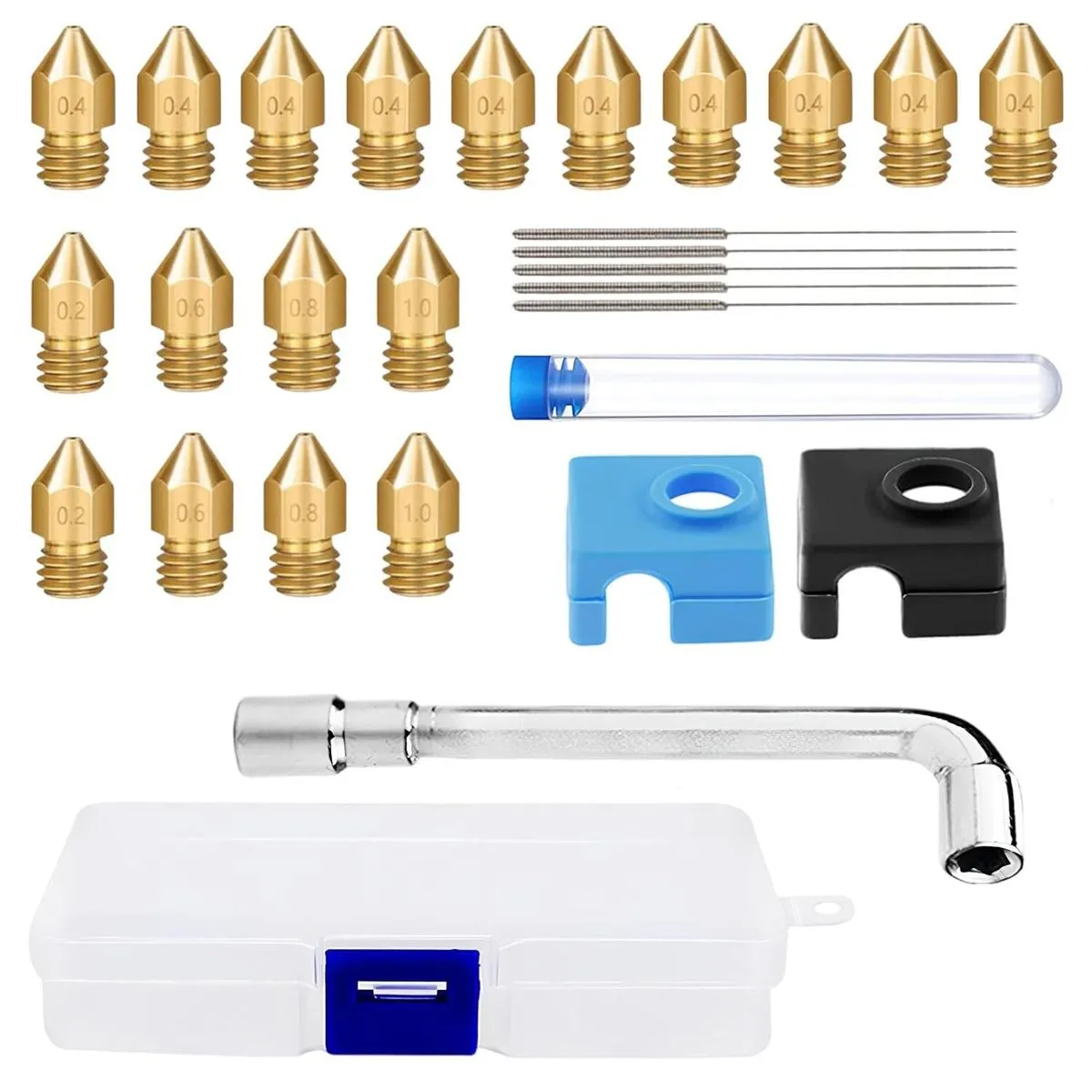 30 Pcs 3D Printer Nozzle Kit18 Pcs Mk8 Brass Nozzles in Various Sizes