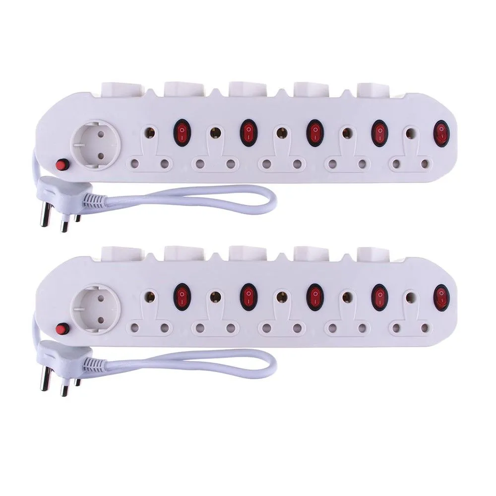 11 Way Power Multi-Plug with 5 Illuminated Switches : Pack of 2