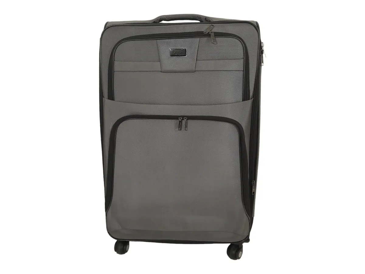 SMTE-Quality Trolley 1 Piece Fabric Travel Luggage Spinner Suitcase Set - Light Grey