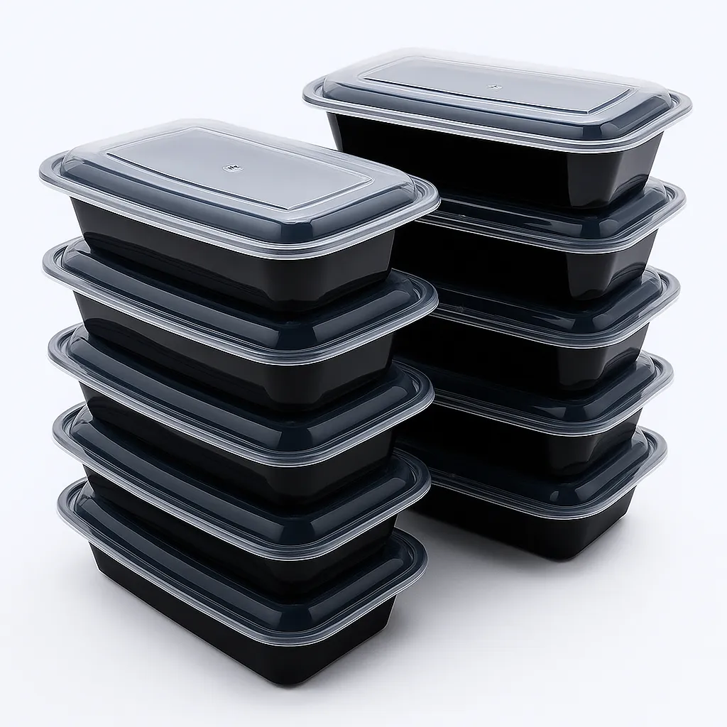Black Meal Prep Containers with Lids - 10 Pack 1000 ml