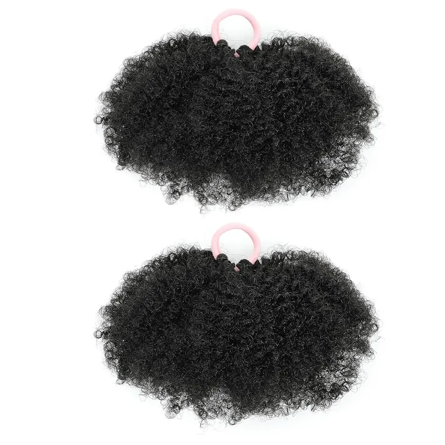Kids Puff Ponytail Extensions Synthetic Small Afro Kinky Curly Hair Bun
