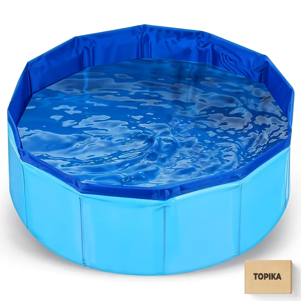 Topika Dog Pool, Portable Swimming Pools for Pet, Plastic Baby Pool - Blue-80cm x 30cm
