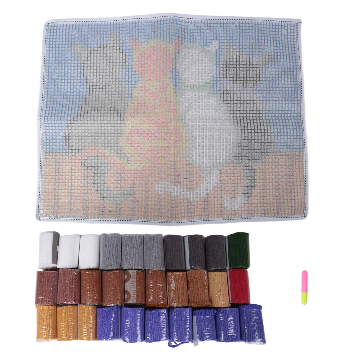 Latch Hook Rug Kits Crocheting Carpet Rug Cats Yarn Pre-Printed