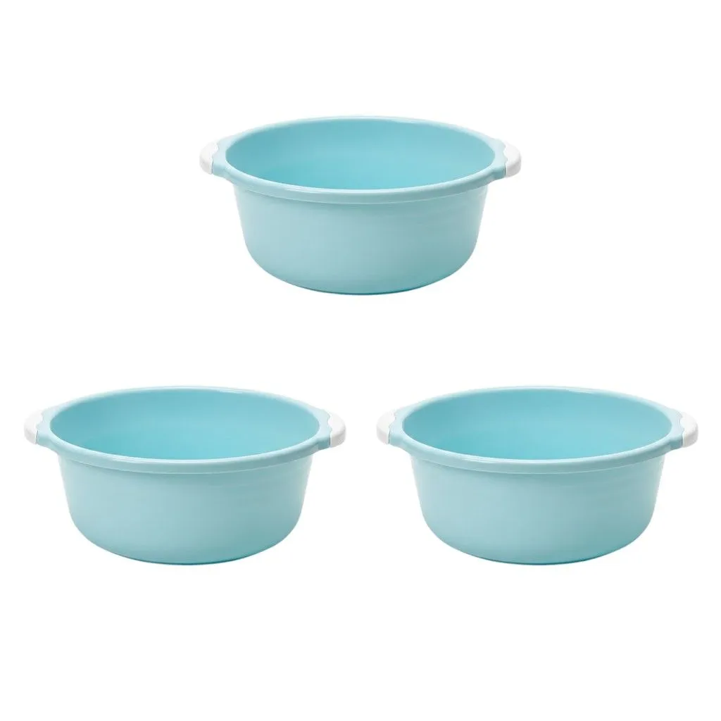 3 Pack - Multi-Purpose Medium Round Plastic Wash Bucket - Blue
