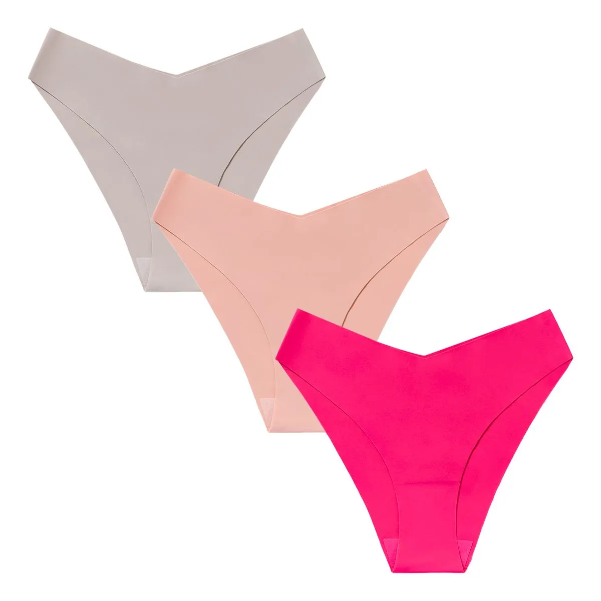 3-Pack Seamless Brazilian Underwear (Fuchsia/Light Coffee/Coral)