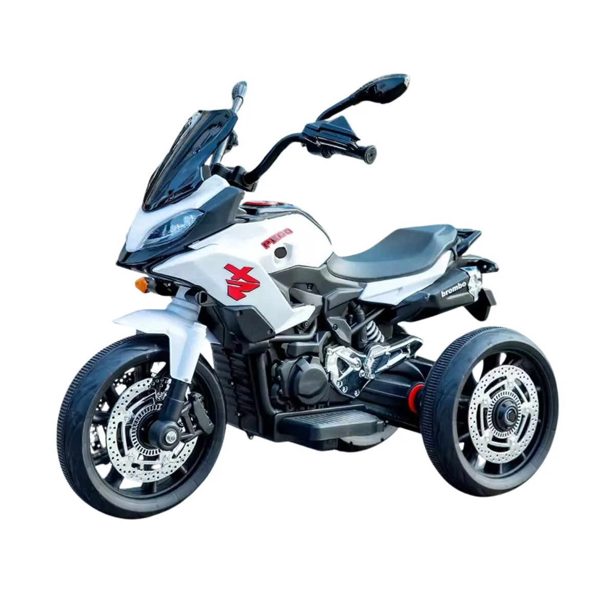 Kids Electric Motorcycle - 3-Tire Ride-On Bike - White