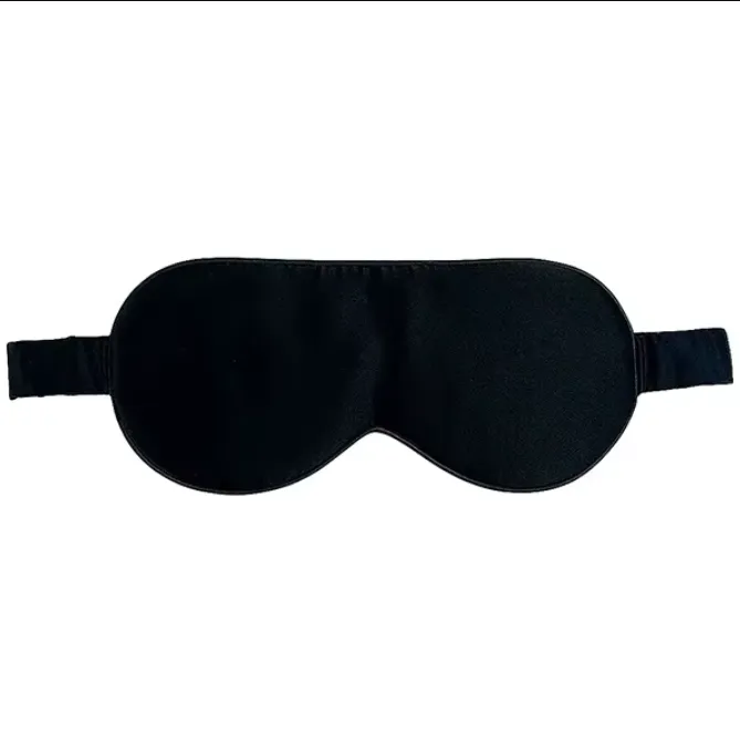 100% Mulberry Silk Sleep Eye Cover Large Blindfold for Total Blackout Size - Black