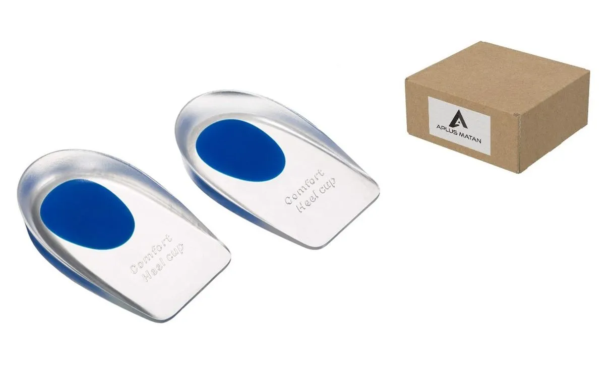 Silicone Gel Heel Cushion Insoles - 1 Pair - EU Shoe Size 40-45 - Blue