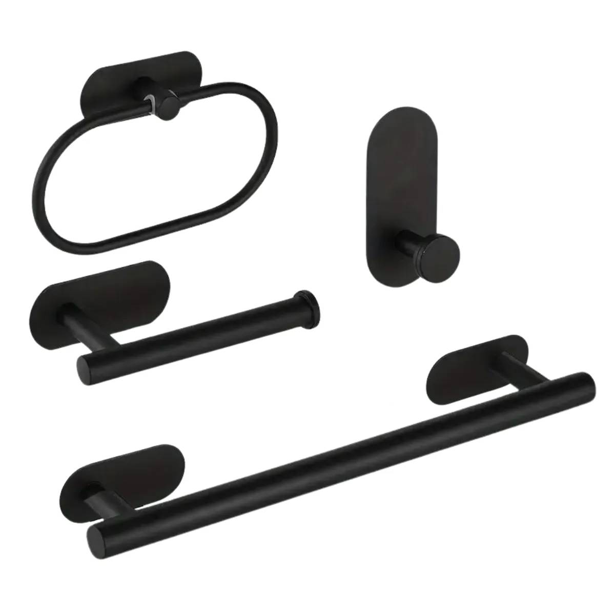 DIY 4-Piece Self-Adhesive Bathroom Accessory Set - Black