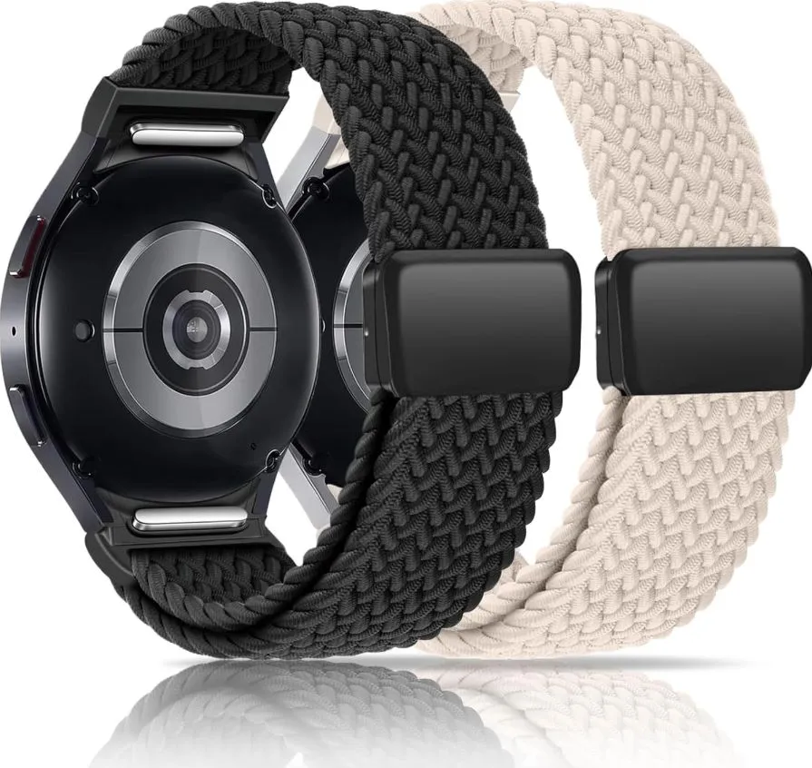 One Click Elastic Nylon Band Compatible with Samsung Galaxy Watch - Black & Apricot