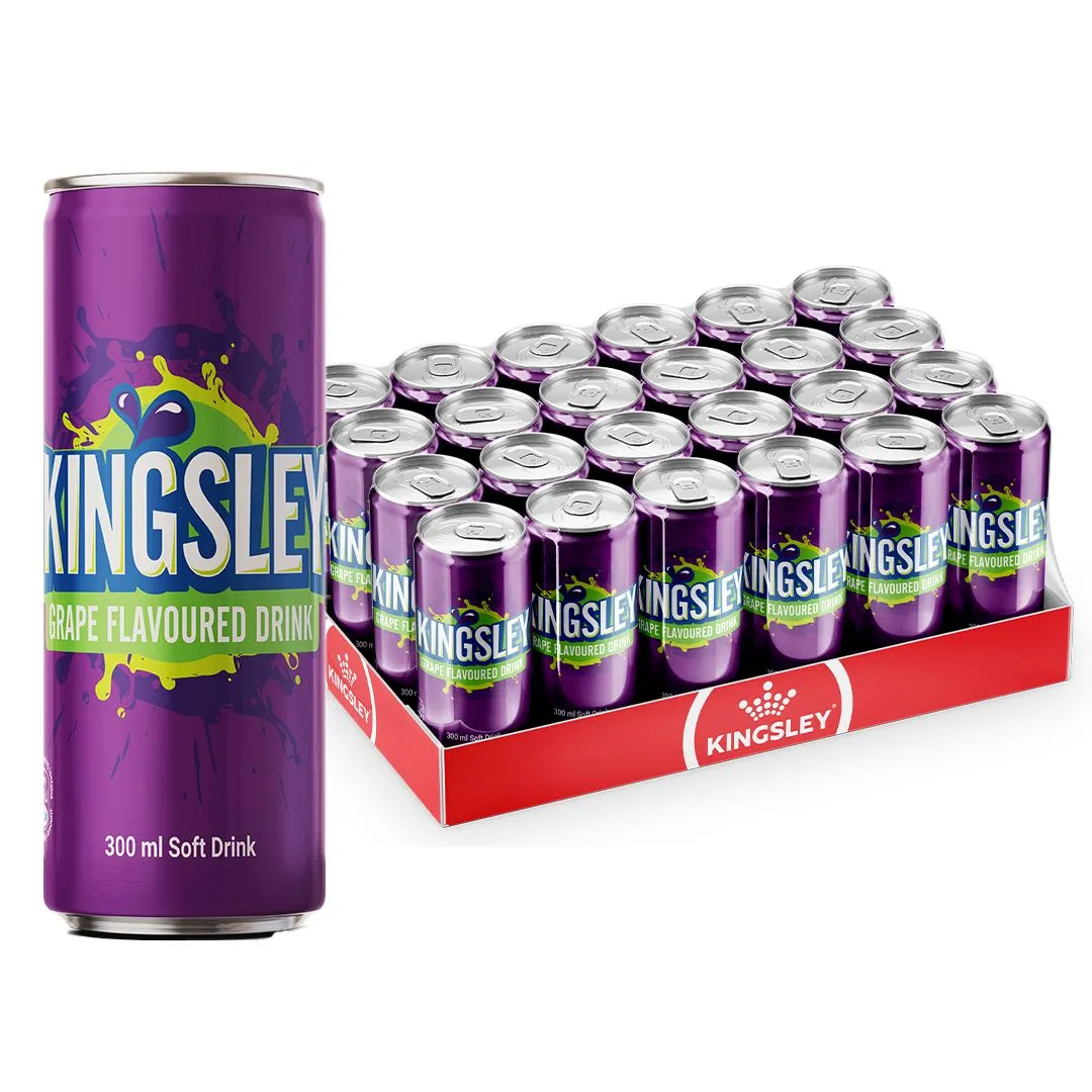 Kingsley Sparkling Soft Drink - Grape (24 x 300ml Cans)
