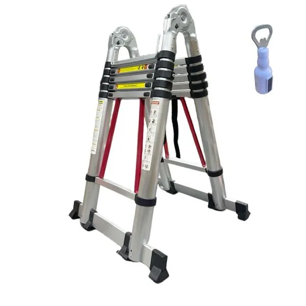 Adjustable, Folding Telescopic Ladder (1.9M+1.9M) with Bottle Opener