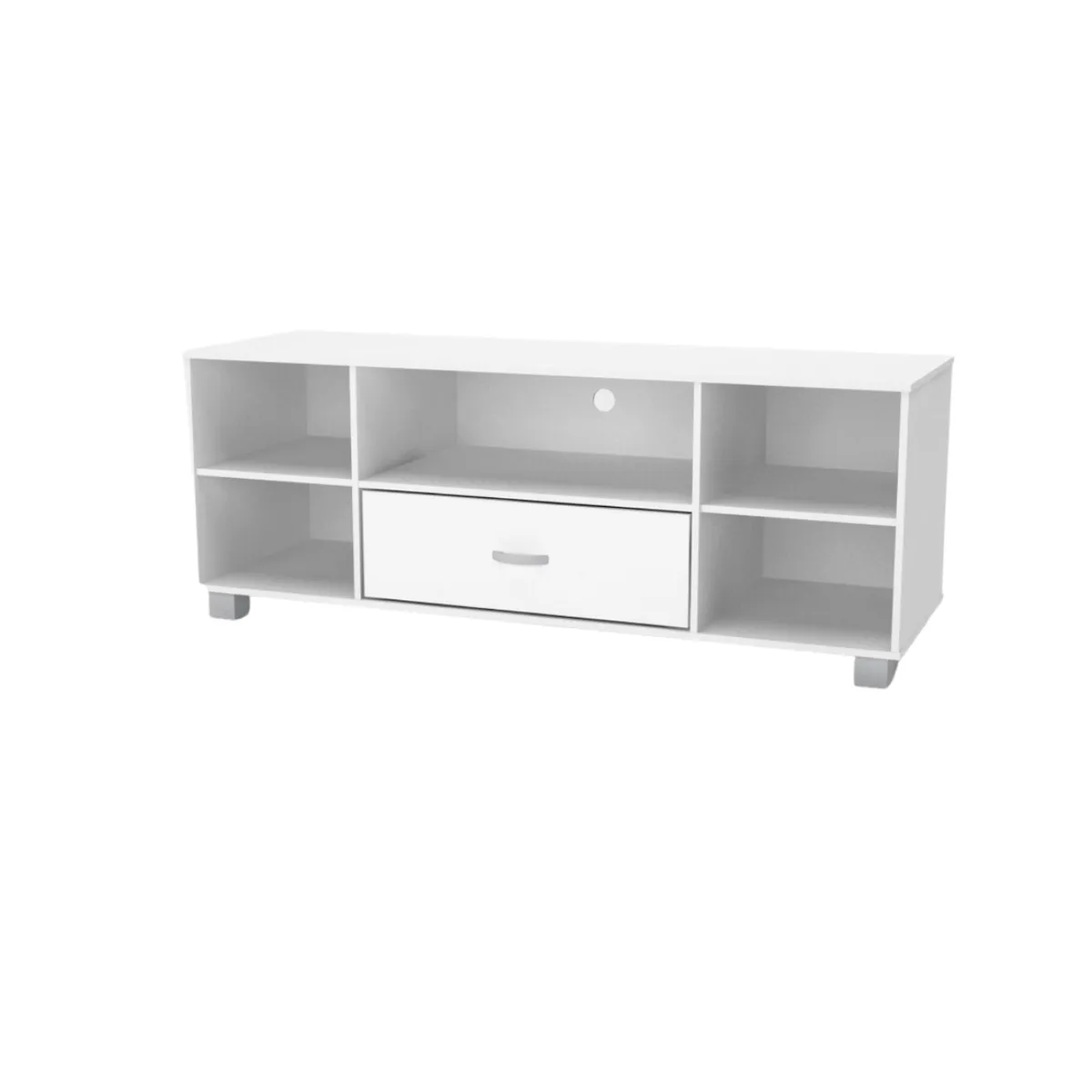 Megafurn Tv Stand with 5 Shelves and 1 Draw - White