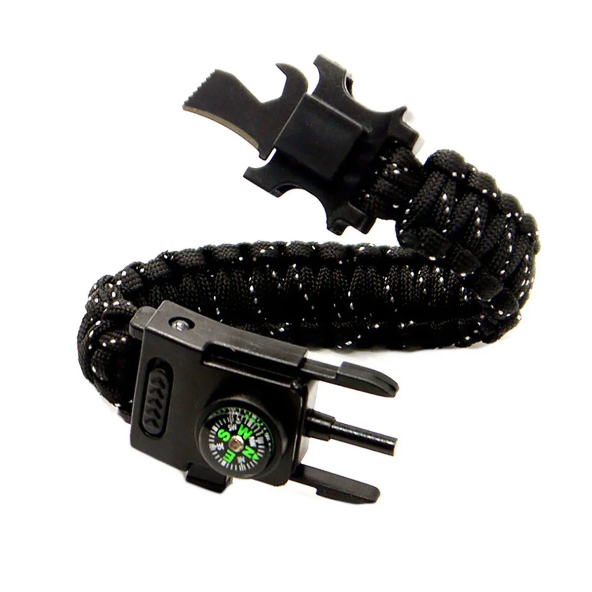 8-in-1 Survival Paracord Bracelet - Essential Outdoor Gear - Black