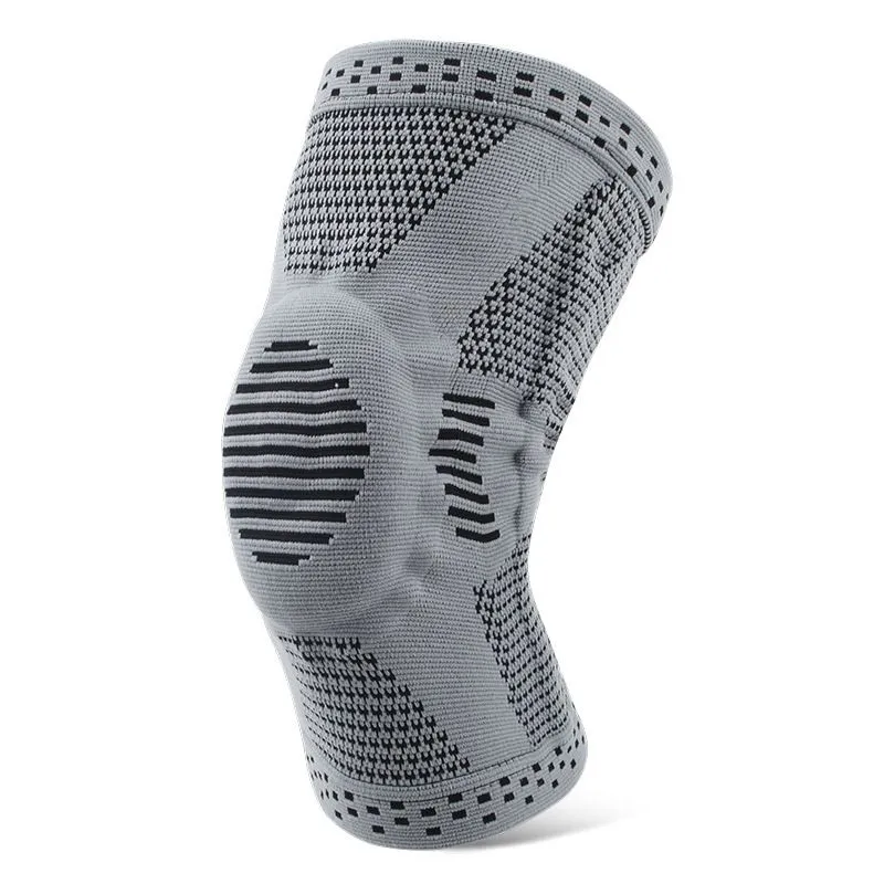 Knitted knee pads with silicone anti-slip support, breathable for sports