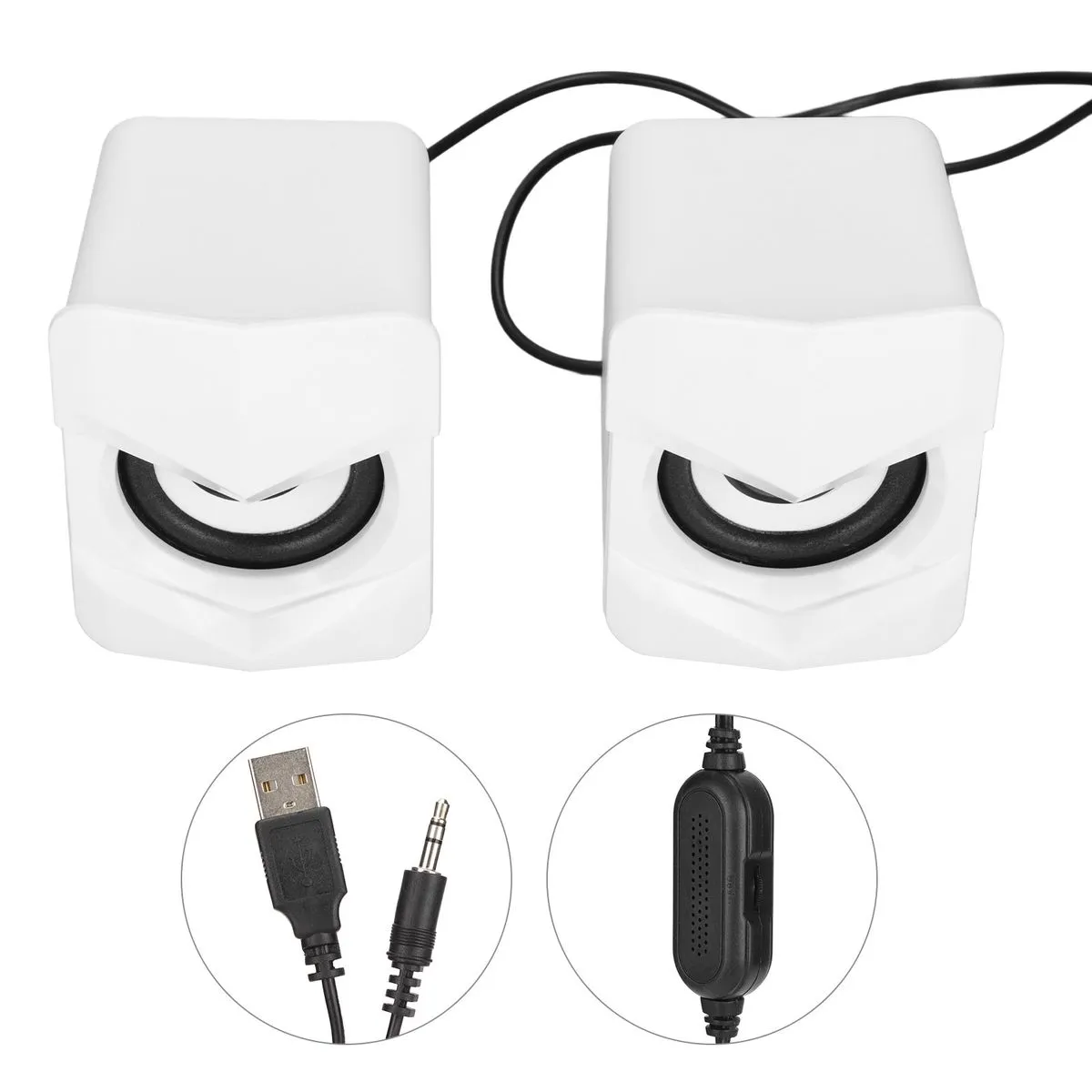 USB Wired Computer Speaker Mini Multimedia Desktop Speaker White