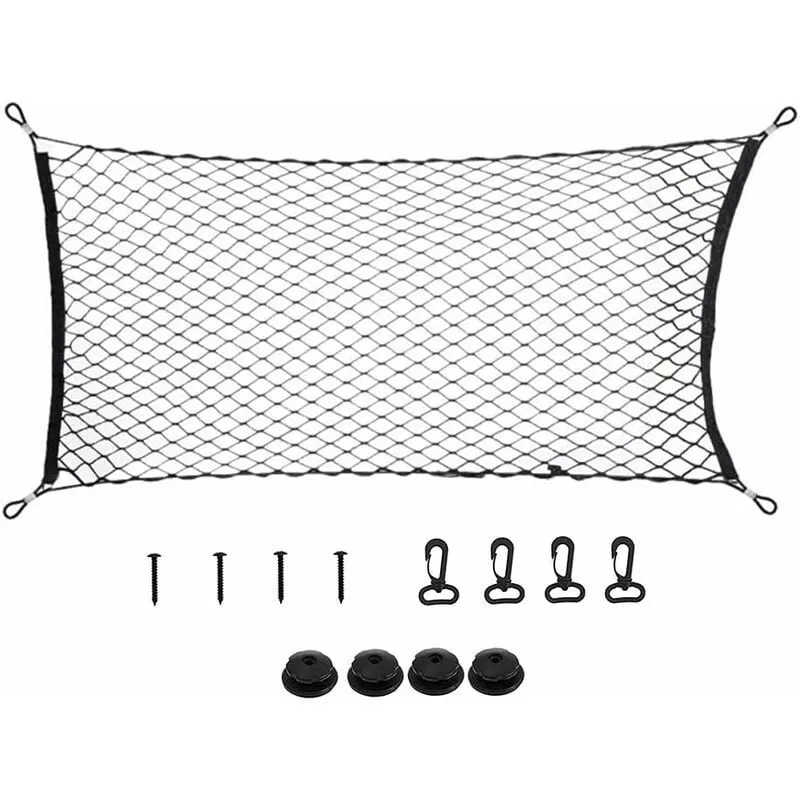 Car Trunk Universal Storage Elastic Luggage Net with 4 Hooks - 120x70cm
