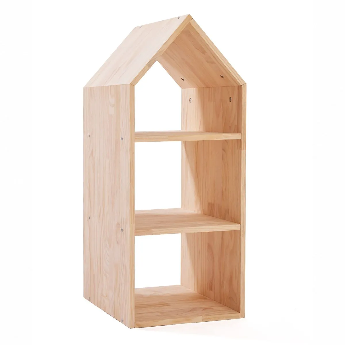 Chenshia House-shaped Storage Rack Pine Wood Toy Organizer Open Shelves Kid