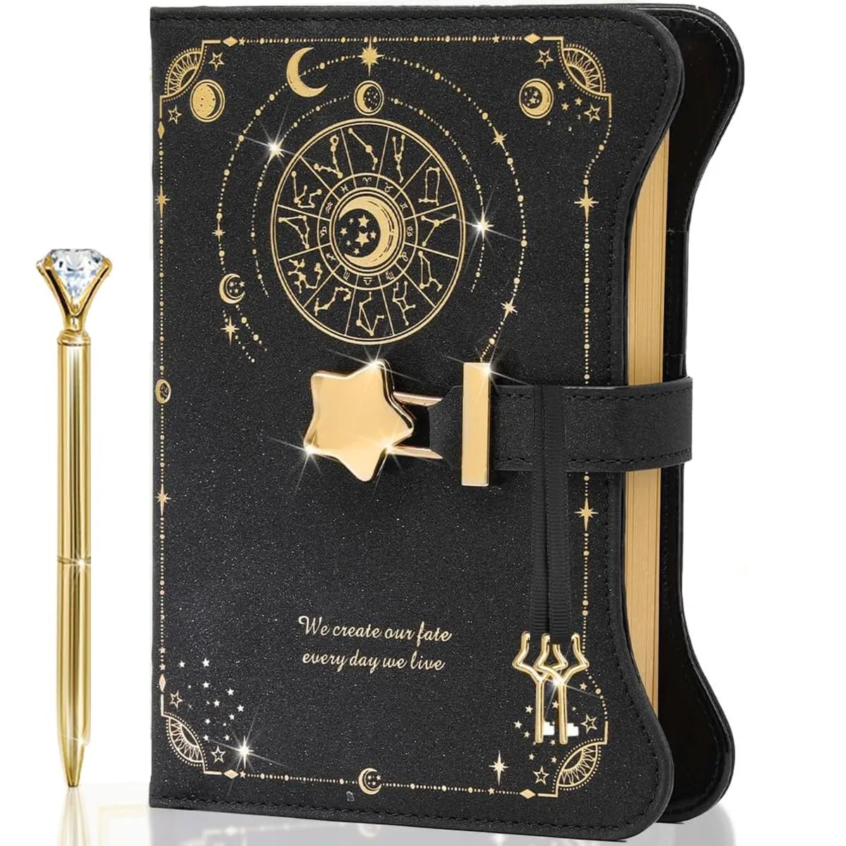 Diary with Lock and Keys for Girls Gift Ideas, Refillable Journal for Women - Black
