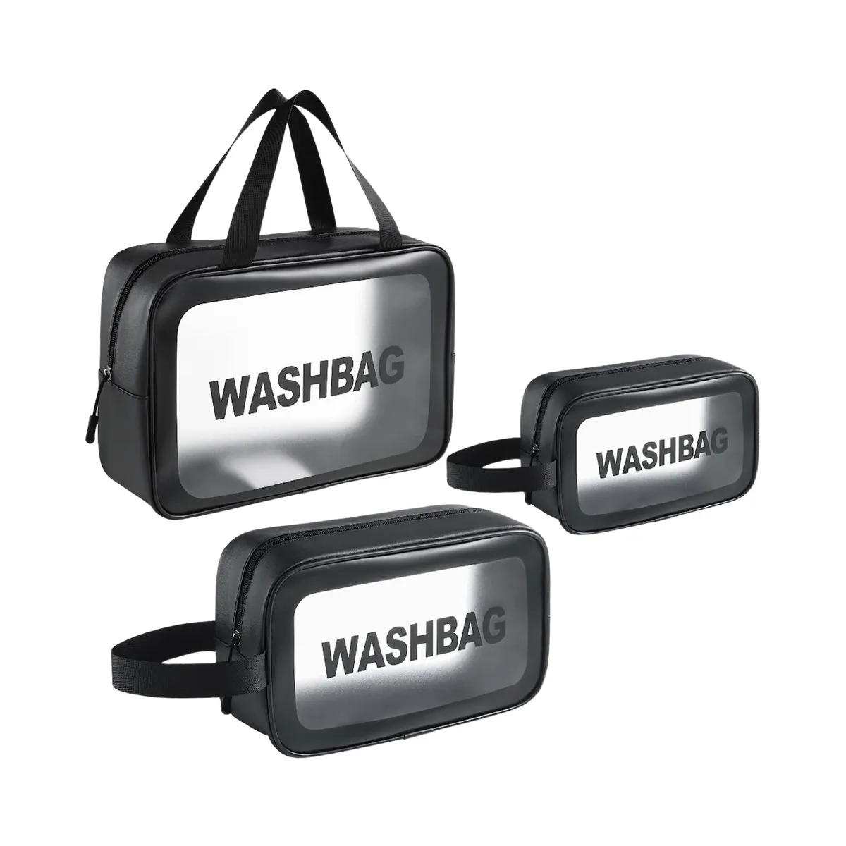 Set of 3 Waterproof Travel and Cosmetic Organisers - Black