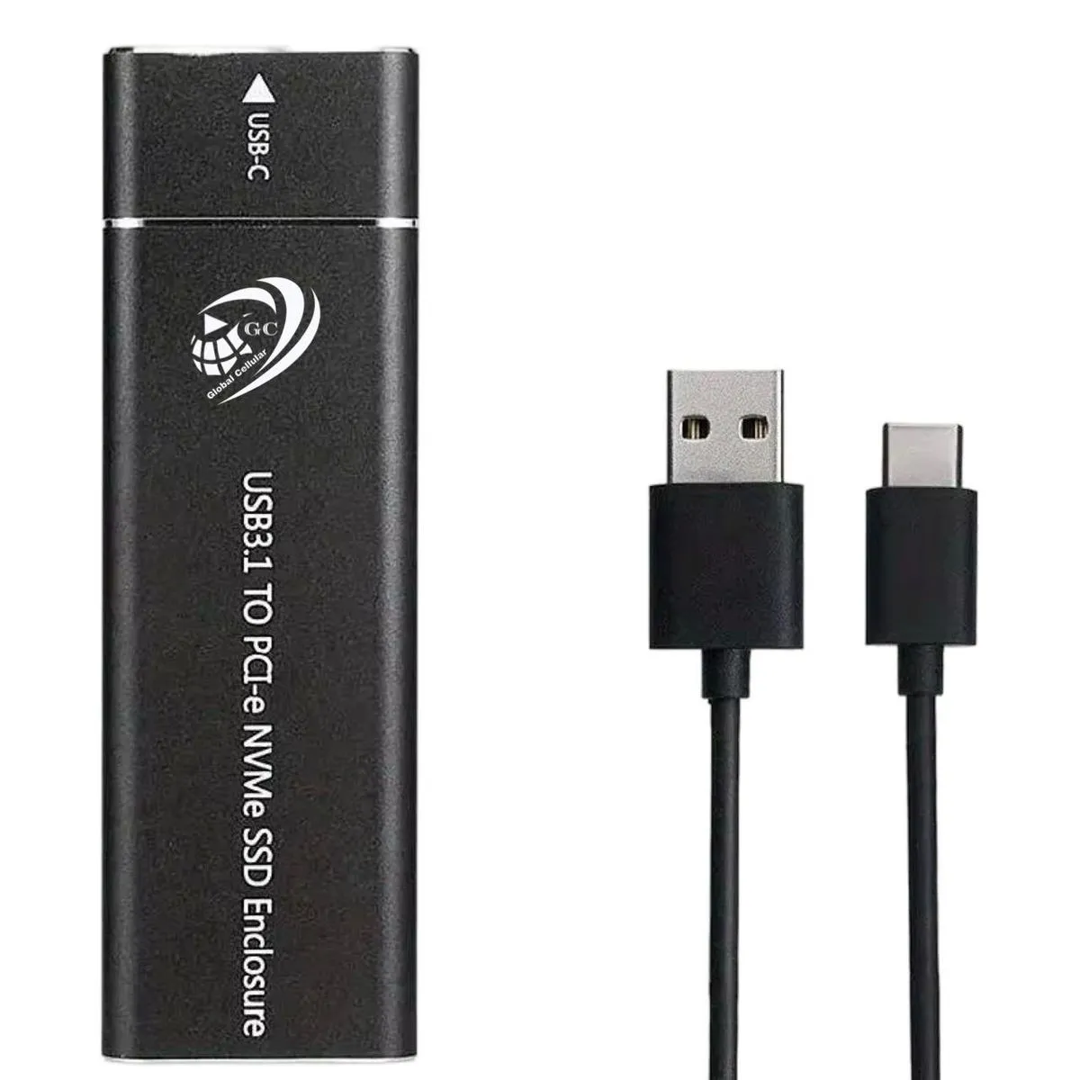 GC USB-C 3.1 NVMe SSD Enclosure for M.2 PCIe External Case- Hi-Speed 10Gbps - Black