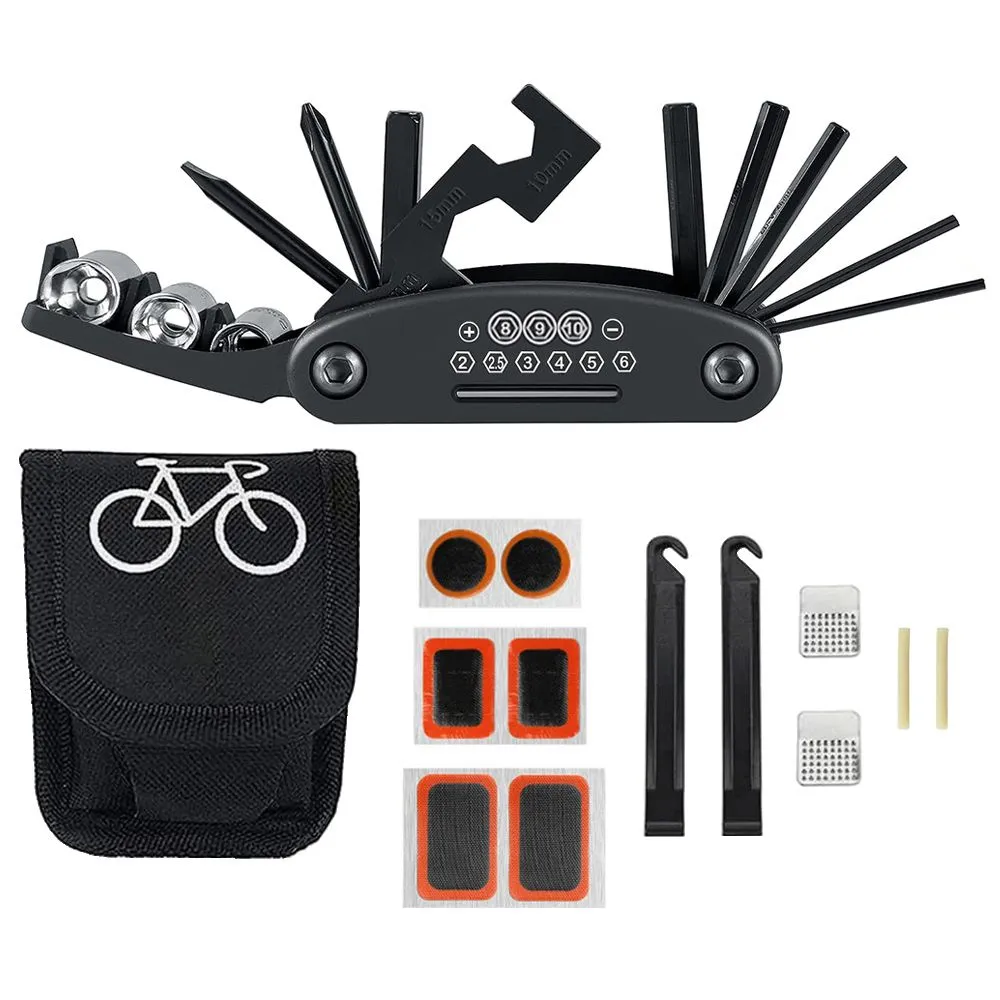 Multi-Function 24-In-1 Bicycle Repair Tools with 2 Tire Levers & Patch Kit