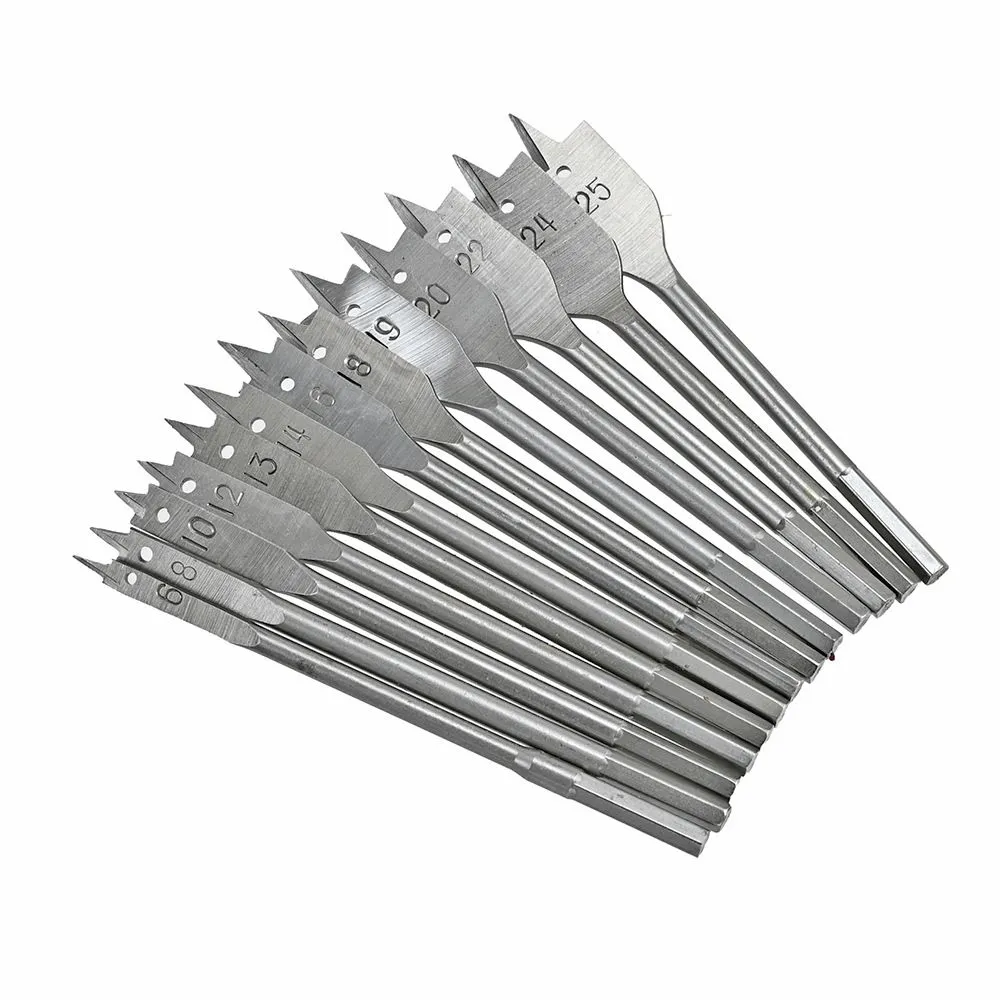 Tool DIY High-Carbon Steel Wood Flat Drill Set Woodworking 13 Piece