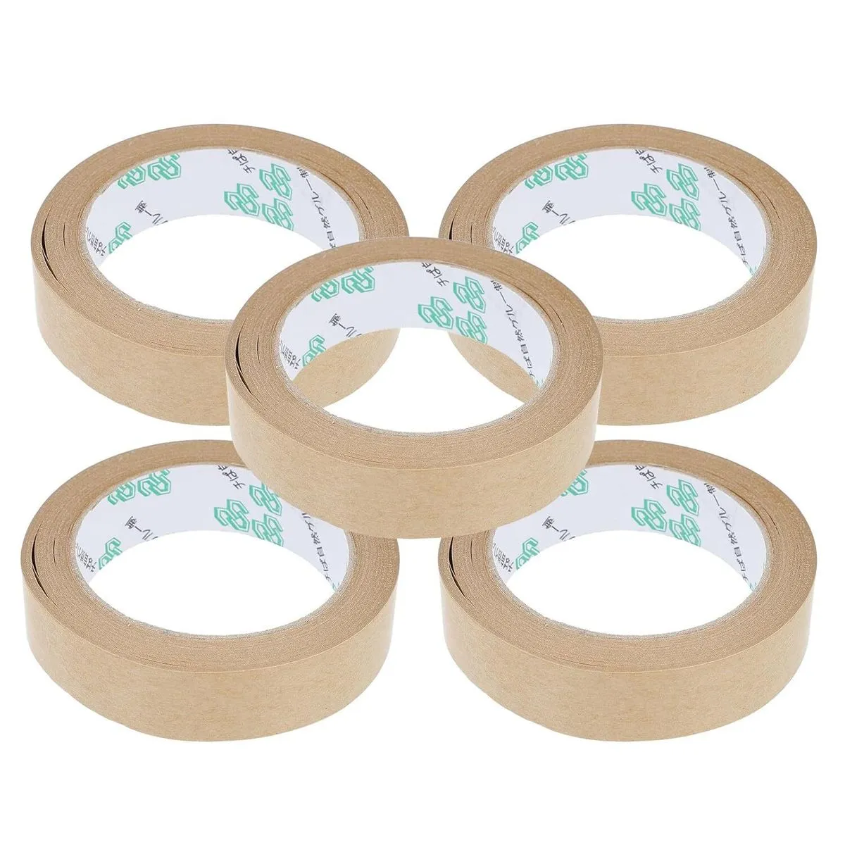 5pcs 24mm X 30m Water-Free Kraft Paper Tape Self-Adhesive Carton Sealing