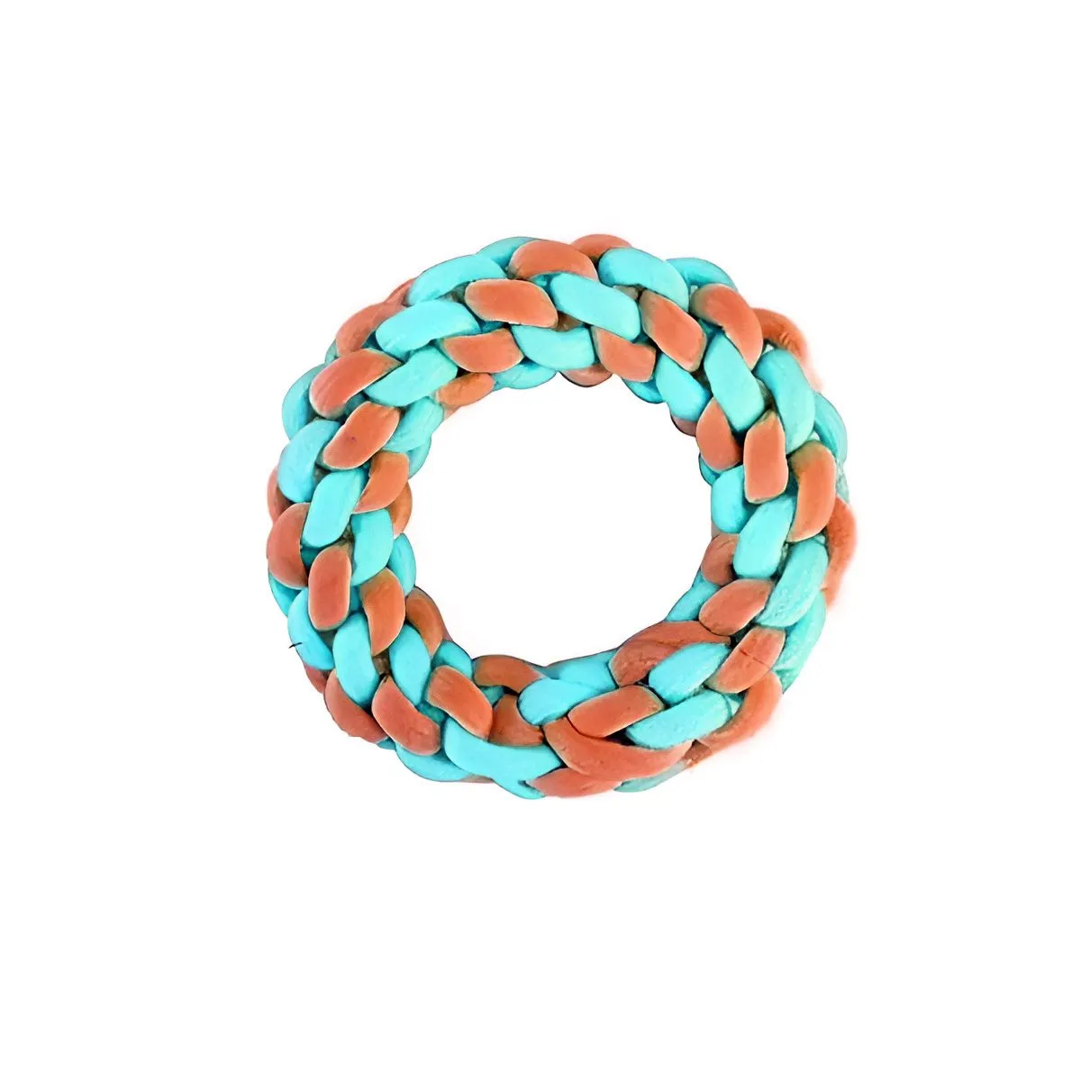 Knotted Cotton Rope Chew Tug Toy Knotted Pet Training Dogs Rope Ring - Yellow mix