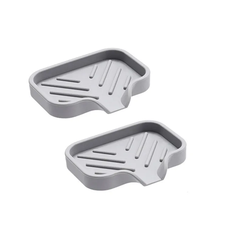 Silicone Drain Soap Box, Countertop Anti Slip Storage Pad - 2 Piece