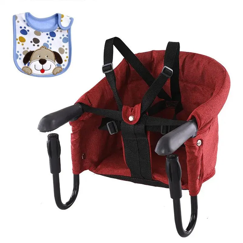 Toddler portable dining table,baby table chairs easy installation and bib. - Red