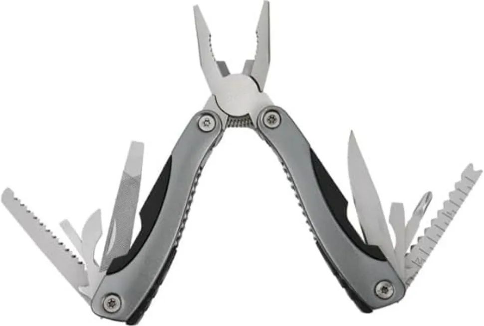 15-in-1 Folding Multi-Piece Pliers - Gray Pocket Tool