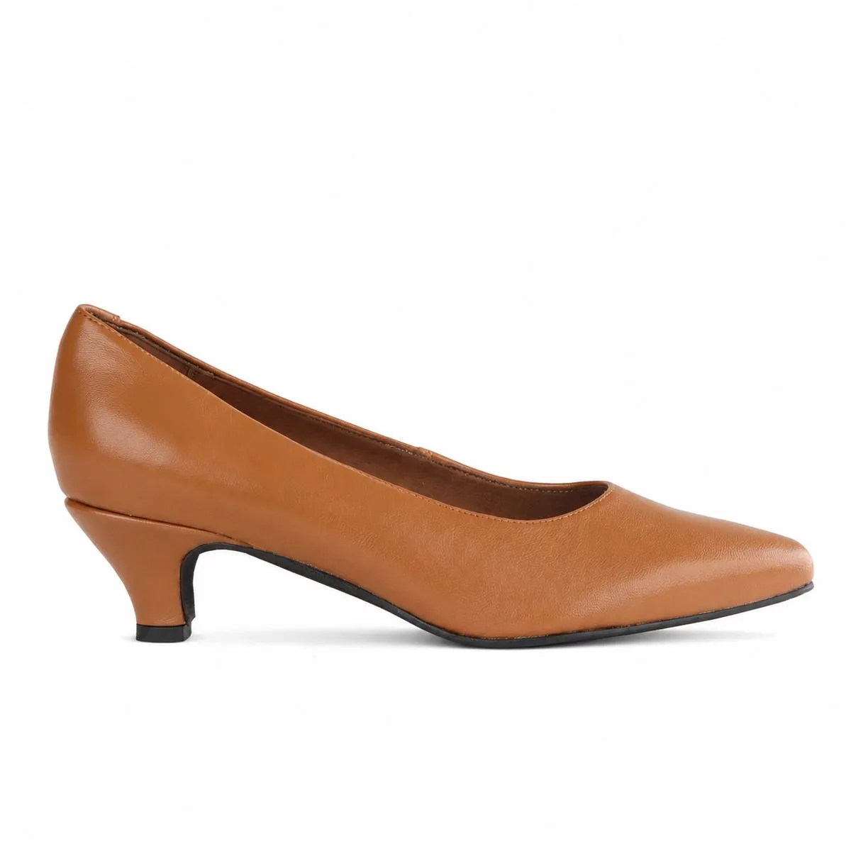 Froggie Women's Kitten Heel Court Shoe-Tan Leather - 13007