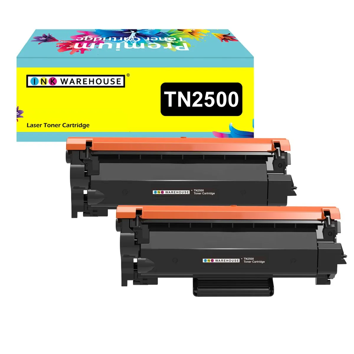 Ink Warehouse Compatible Brother TN2500 Black Toner Cartridge - Pack of 2