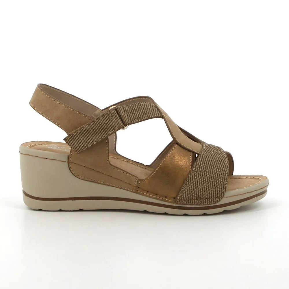 Hush Puppies Soft Lenny Ladies Camel Wedges