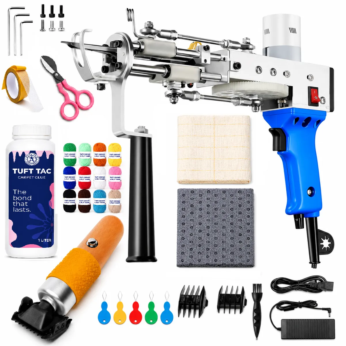 TuftCrowd -Creator Tuft Kit - Tufting Gun /Yarn/Tufting Fabric/Rug Glue