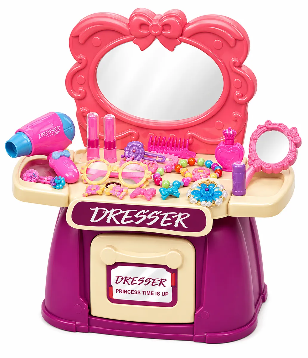 Kids Makeup Dresser Vanity Playset - 28 Pieces
