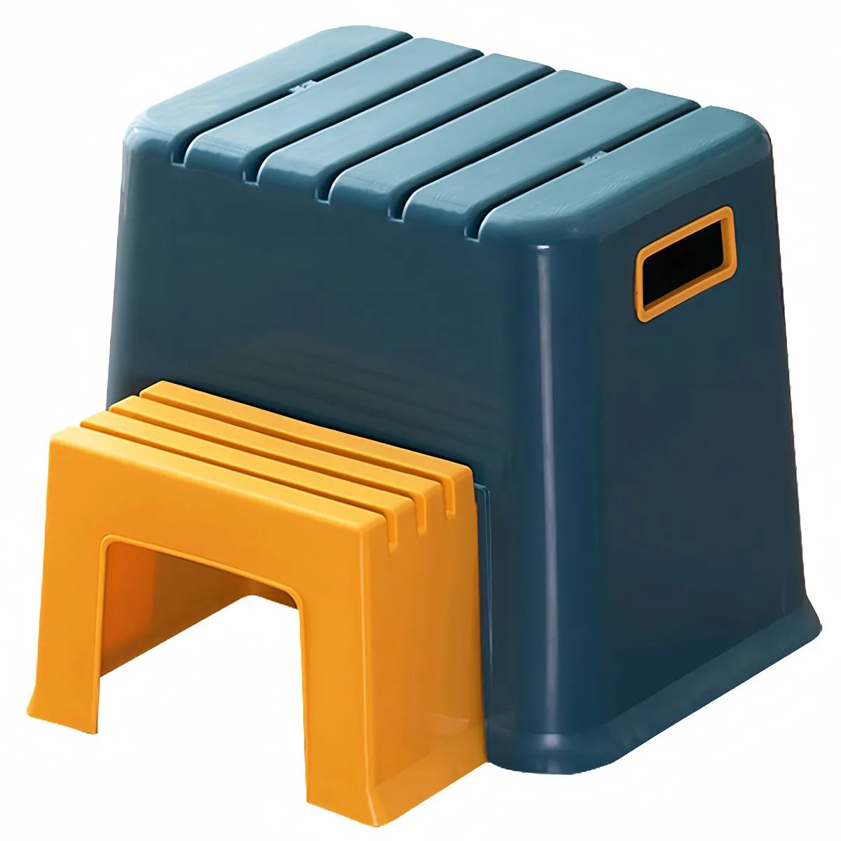 Removable Step Stool Plastic Stool 2-Piece Set - Two-Color Stitch Optional - Blue, Yellow