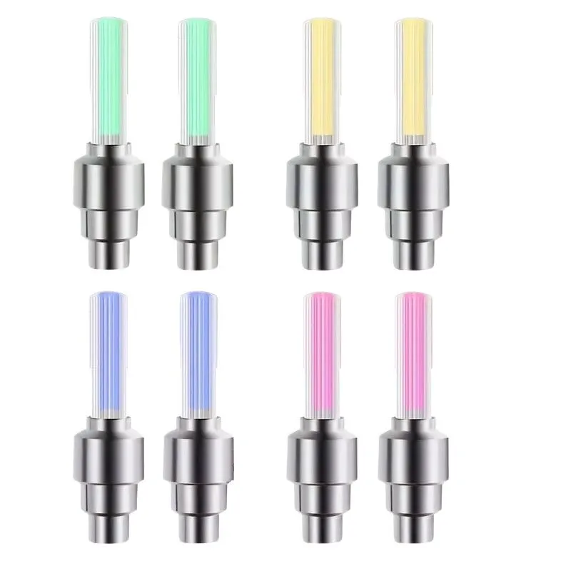 8 Pieces LED Bicycle Valve Caps Light Set, Fluorescent Bike Tire Stem Cover
