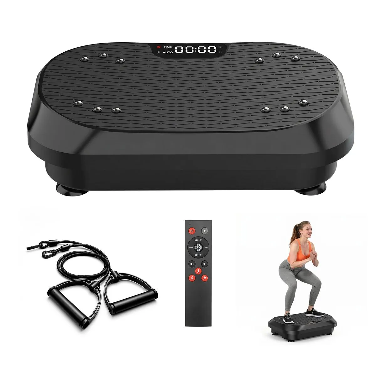 Vibration Plate Exercise Machine with Resistance Bands & Remote Control