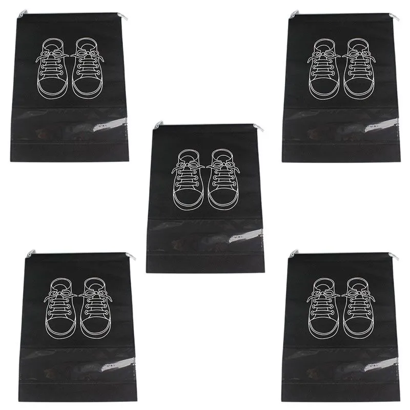 5-Pieces Of Non-woven Shoes Bag Travel - Black