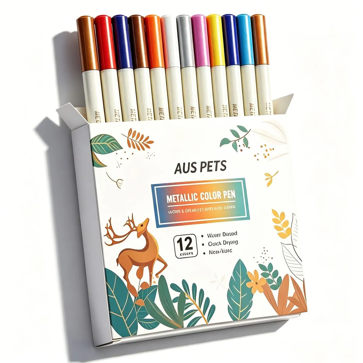 12 Colors Metallic Marker Pens, Fine Tip Art Markers for DIY Crafts