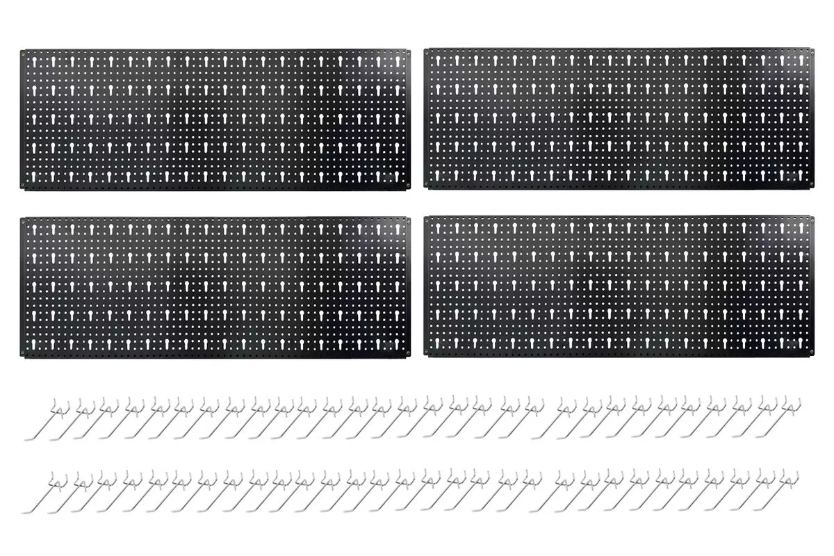 Anchor Steel Pegboard 100x30cm 4 Pack | 60 Hooks | Wall Mount Tool Board