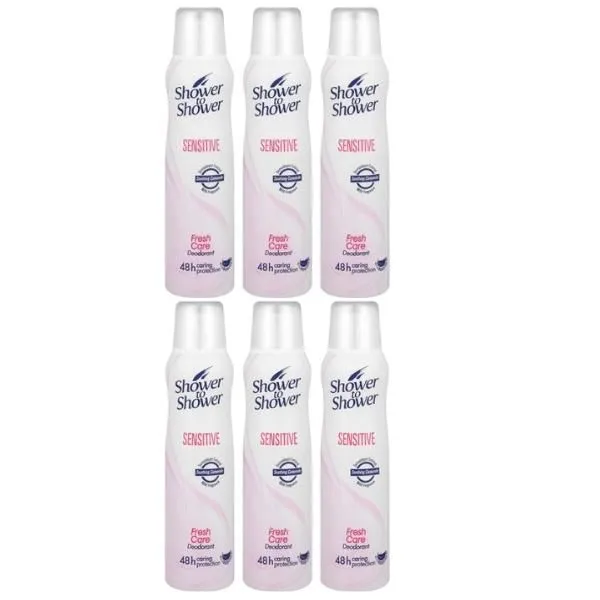 Shower To Shower - Ladies Deodorant/Spray Sensitive Care 150ml - Pack of 6