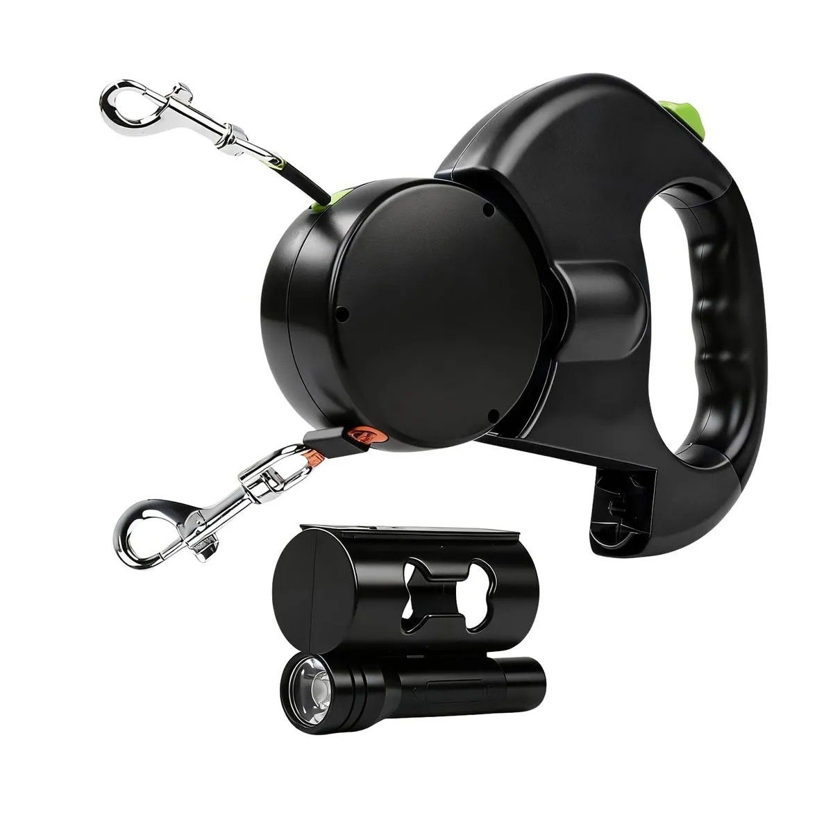 Dog Lead, Double Dog Leash Retractable with Torch and Dispenser, 3m